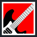 Póster Poster de guitarra eléctrica de Pop Art<br><div class="desc">Poster de guitarra eléctrica de Pop Art en blanco y negro sobre rojo.</div>