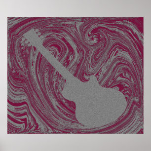 Póster Poster de guitarra grunge, rosa oscuro