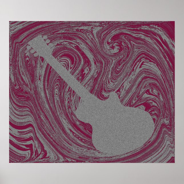 Póster Poster de guitarra grunge, rosa oscuro (Frente)