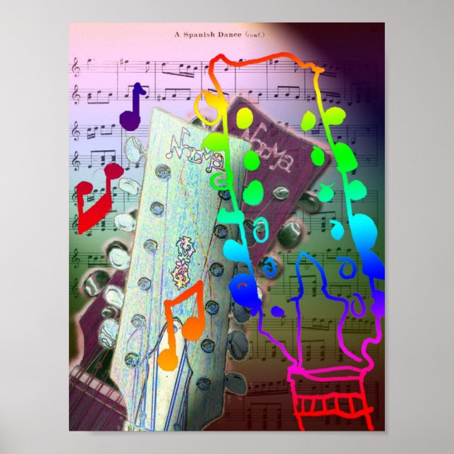 Póster Poster de guitarra y música (Frente)