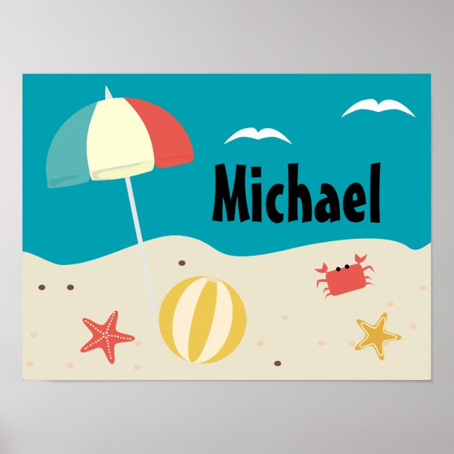 Póster Poster de habitación de niños con escenas de playa (Frente)