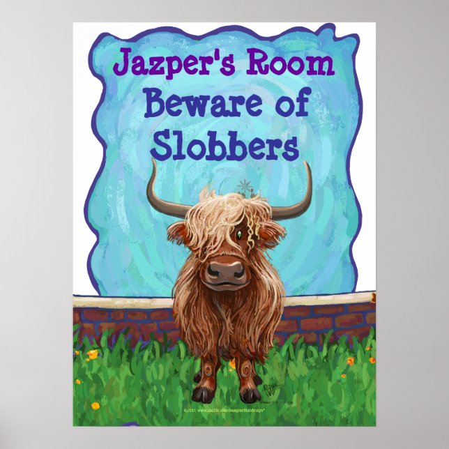 Póster Poster de habitación personalizado de Highland Cow (Frente)