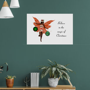 Póster Poster de hadas de Navidades afroamericanos