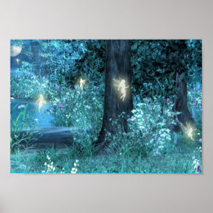 Póster Poster de hadas mágico del vuelo de la noche