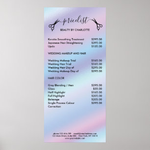 Póster Poster de Hair Stylist Pricelist
