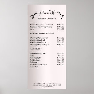 Póster Poster de Hair Stylist Pricelist