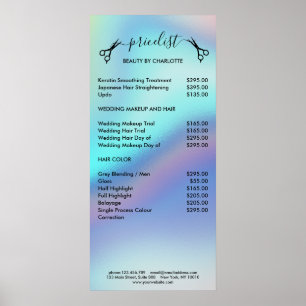 Póster Poster de Hair Stylist Pricelist