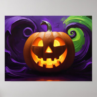 Póster Poster de Halloween de Jack-o'-Lantern brillante