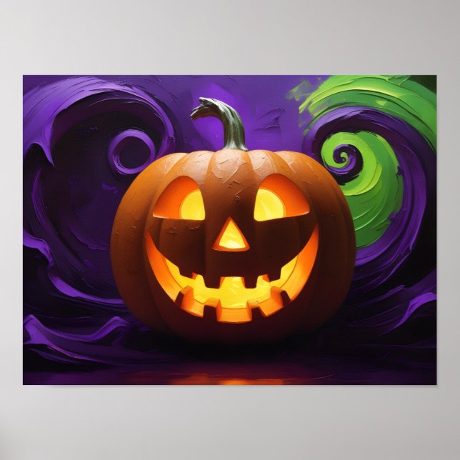 Póster Poster de Halloween de Jack-o'-Lantern brillante (Frente)
