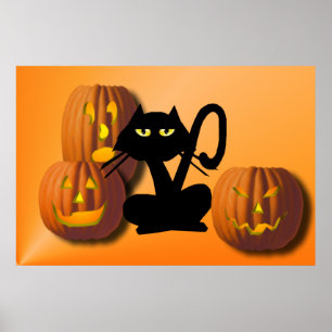 Póster Poster de Halloween de Plain Black Kitty