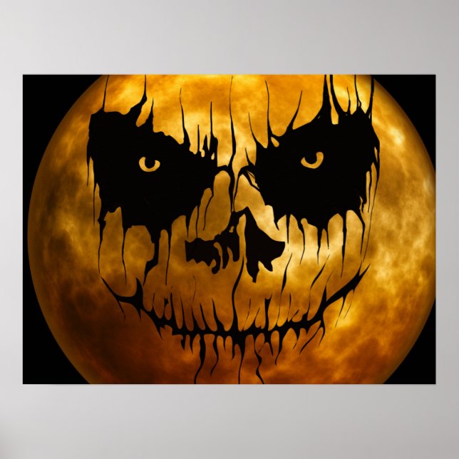 Póster Poster de Halloween - Poster de la cara de la luna (Frente)