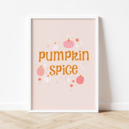 Póster Poster de Halloween rosa con especias de calabaza