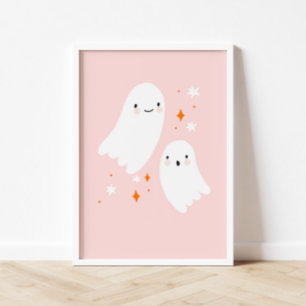 Póster Poster de Halloween rosa fantasma doble