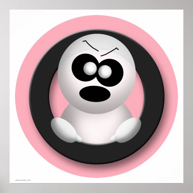 Póster Poster de Halloween Rosa Fantasma Enojado (Frente)