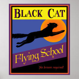 Póster Poster de Halloween vintage de Black Cat Flying Sc