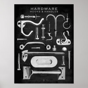 Póster Poster de hardware de época Hooks-Handers Blackboa