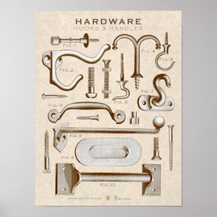 Póster Poster de hardware de época Hooks-Handles AntiqueS