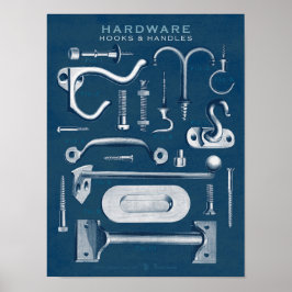 Póster Poster de hardware de época Hooks-Handles Blueprin
