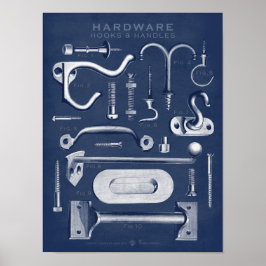Póster Poster de hardware de época Hooks-Handles Denim Da