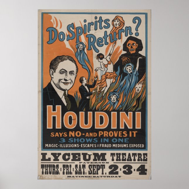 Póster Poster de Harry HOUDINI Mentalist VAUDEVILLE (Frente)