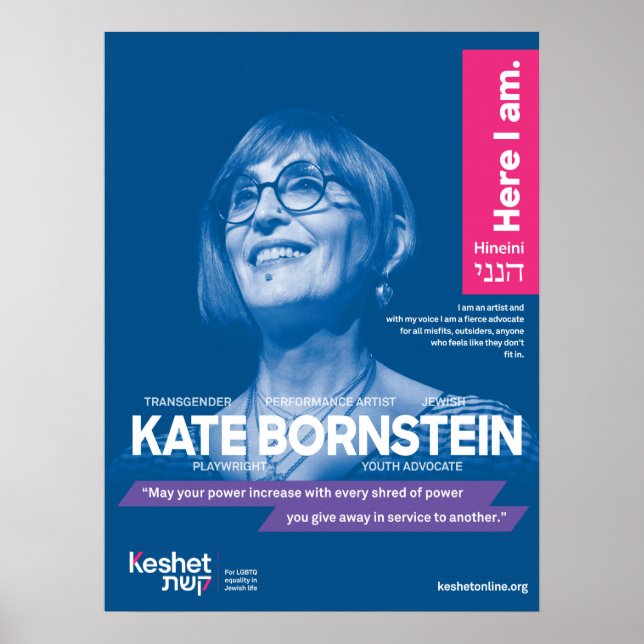 Póster POSTER de héroes judíos LGBTQ - Kate Bornstein (Frente)