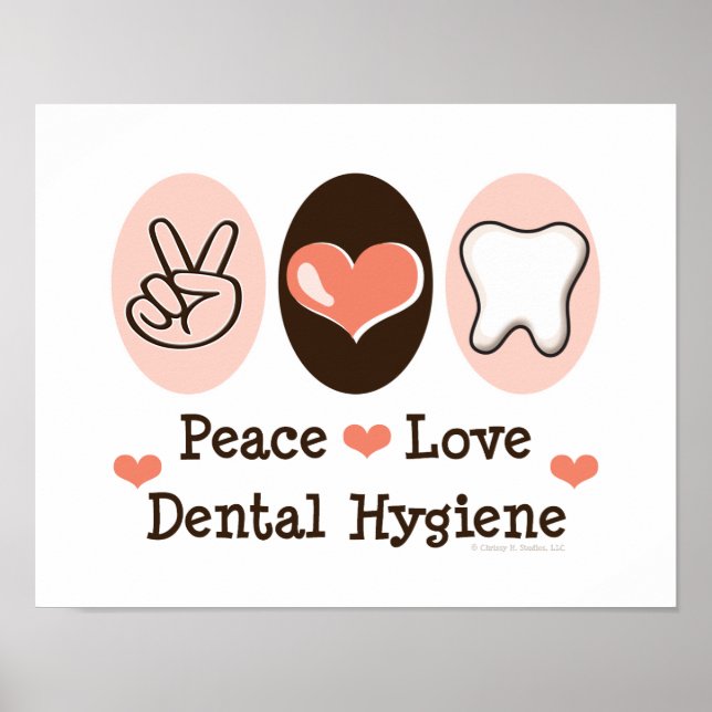 Póster Poster de higiene dental de amor por la paz (Frente)
