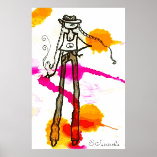 Póster poster de hipster chica