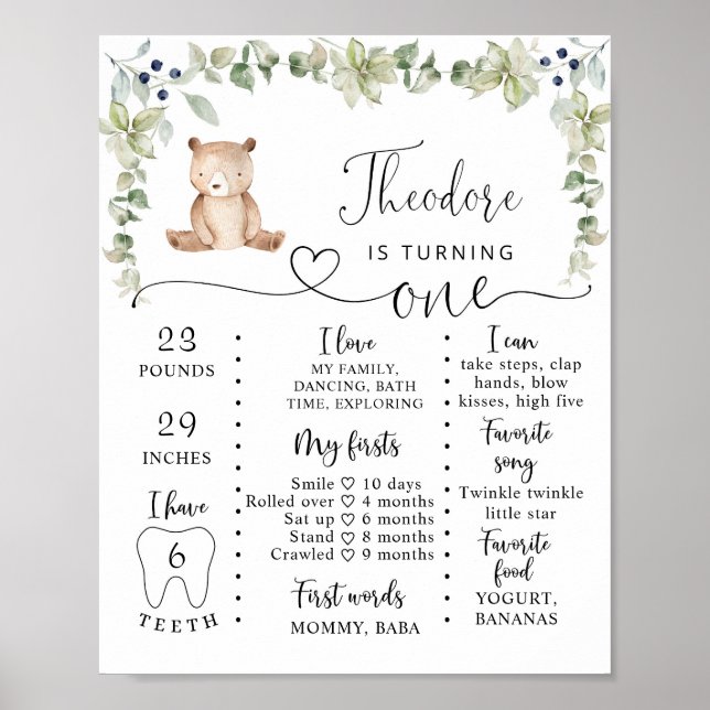 Póster poster de hito del oso personalizado (Frente)