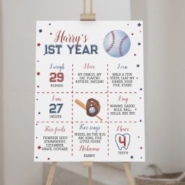 Póster Poster de hitos de primer cumpleaños del béisbol