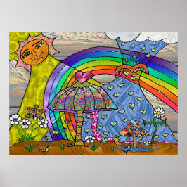 Póster Poster de hongos mágicos psicodélicos retro 60