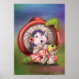 Póster Poster de hongos y orugas para bebés - Pintura