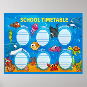 Póster Poster de horarios escolares