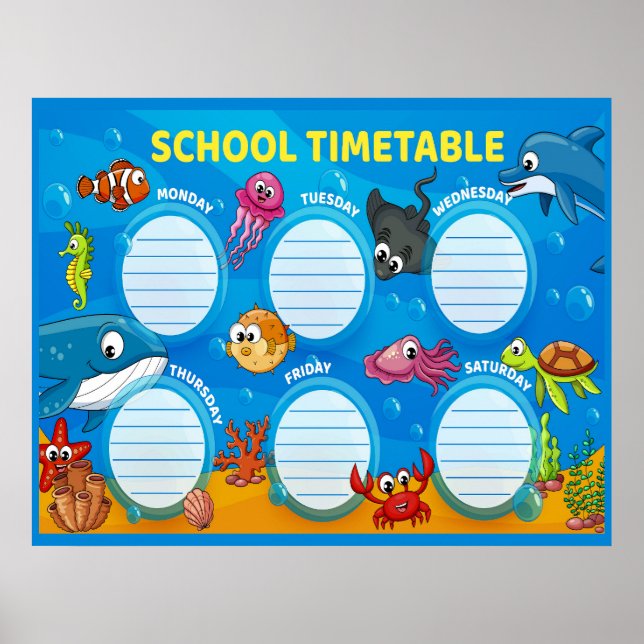 Póster Poster de horarios escolares (Frente)
