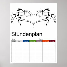 Póster Poster de horarios simple del dragón volador