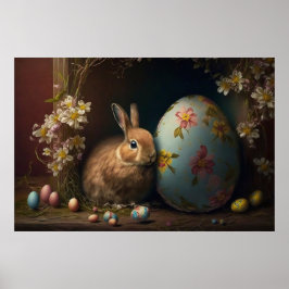Póster Poster de huevos de conejo de Pascua Feliz