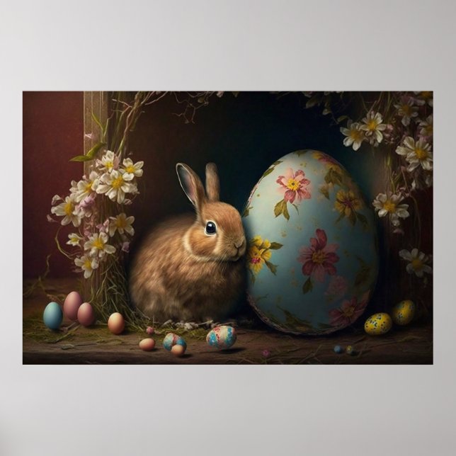 Póster Poster de huevos de conejo de Pascua Feliz (Frente)