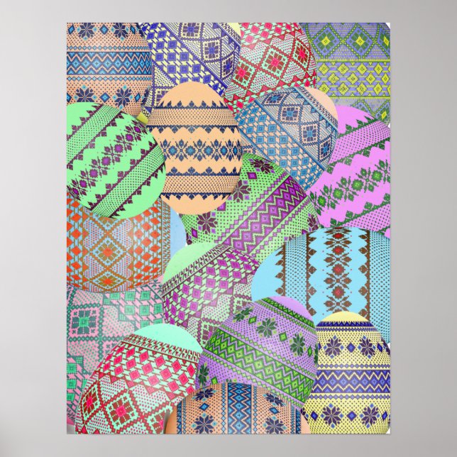 Póster Poster de Huevos de Pascua Ucranianos (Pysanky) (Frente)