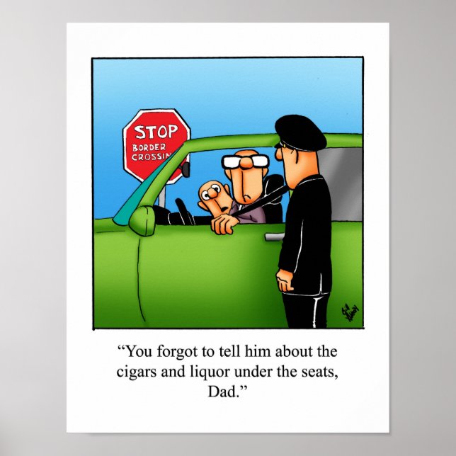 Póster Poster de humor para cruzar la frontera de manera  (Frente)