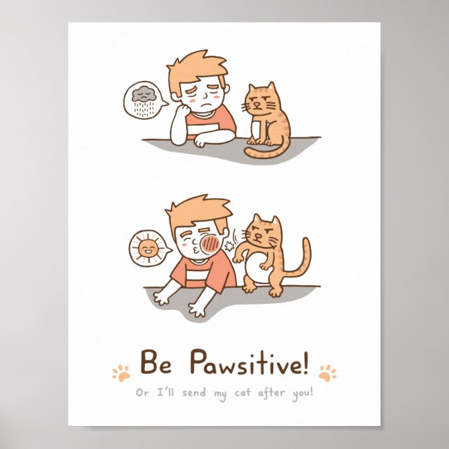 Póster Poster de humor positivo para gatos, cutto sé posi (Frente)