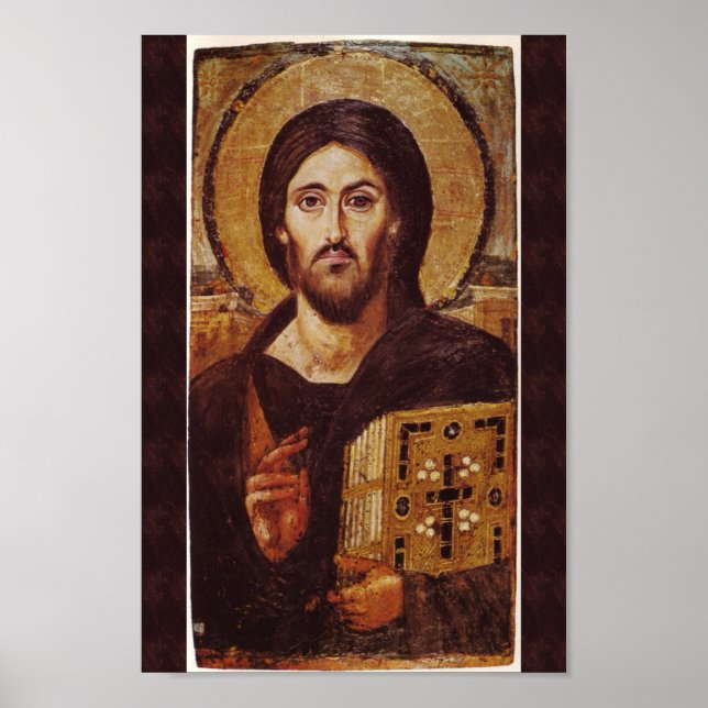 Póster Poster de Icono Cristiano del Pantocrador de Jesuc (Frente)