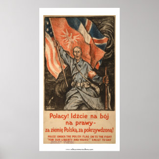 Póster Poster de idioma polaco para la Primera Guerra Mun