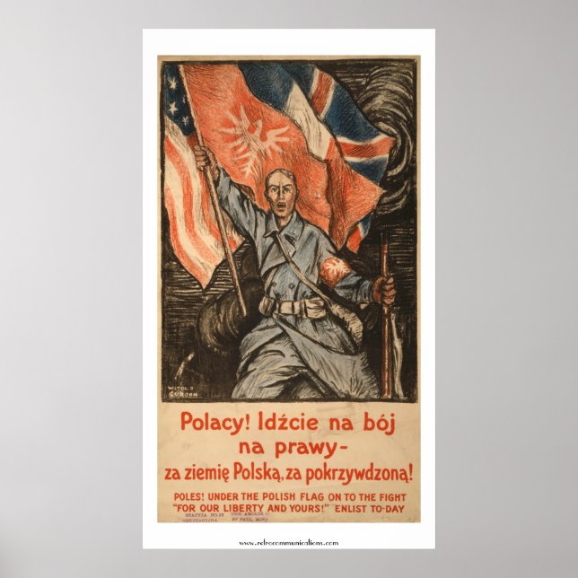 Póster Poster de idioma polaco para la Primera Guerra Mun (Frente)