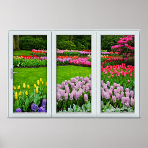Póster Poster de iluminación de la ventana del jardín de