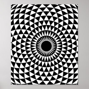 Póster poster De Ilusión Blanca De Ojo Óptico Fractal 3D
