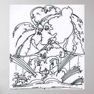 Póster Poster de ilustracion blanco y negro de época de l