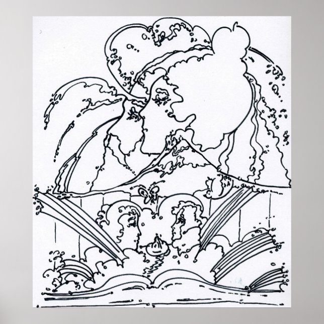 Póster Poster de ilustracion blanco y negro de época de l (Frente)