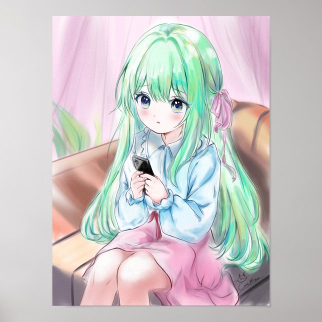 Póster Poster de Ilustracion Cute Anime Little Girl (Frente)