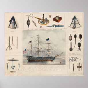 Póster Poster de Ilustracion de buques de época
