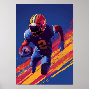 Póster Poster de Ilustracion de fútbol americano de época