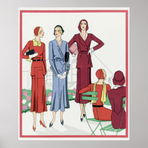 Póster Poster de Ilustracion de moda de época